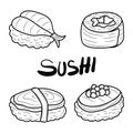 Simple Sushi food vector illustration, outline vector style Royalty Free Stock Photo