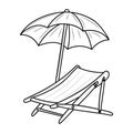 Beach Chair Line art black and white vector illustration Royalty Free Stock Photo