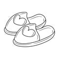 Simple cute sandals vector illustration, Line art colored style