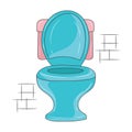 Toilet Seat vector illustration,Line art colored style