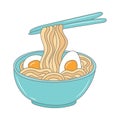 Simple Noodles vector illustration, colored linear style Royalty Free Stock Photo
