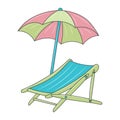 Beach Chair Line art colored vector illustration, Royalty Free Stock Photo