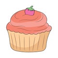 Simple Cupcake outline vector illustration, colored linear style