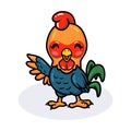 Cute happy little rooster cartoon waving hand