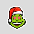 Grinch Christmas emoticon Smiling Face with Heart-Eyes Royalty Free Stock Photo