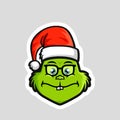 Grinch Christmas emoji emoticon Geek Nerd face