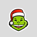 Grinch Christmas emoticon Grinning Squinting Face Sticker