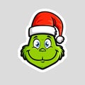 Grinch Christmas emoticon Grinning Smile Face with Big smile