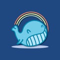 Cute smile whale cartoon illustration logo, mascot, icon Premium Vector design