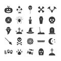 Set of Halloween icons. Black silhouettes Helloween elements collection. Royalty Free Stock Photo