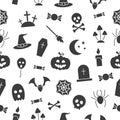Halloween seamless pattern. Helloween elements collection