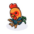 Cute happy little rooster cartoon jumping