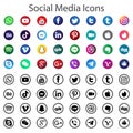 Social media icons rounded thin flat vector design.