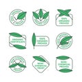 Set of Organic Standard Guarantee Labels with Leaf Elements Minimal Flat Design
