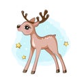 Illustration of cute cartoon reindeer. Royalty Free Stock Photo