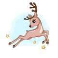 Illustration of little smiling reindeer Royalty Free Stock Photo