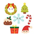 Kawaii Christmas objects decoration set.
