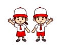 Elementary students couple cartoon illustration