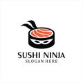 Sushi ninja logo template, Japanese traditional food