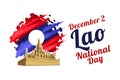 December 2, National Day of Laos vector illustration. Royalty Free Stock Photo