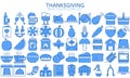 Thanksgiving day blue color icons set Royalty Free Stock Photo