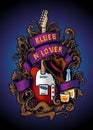 Poster music festial guitar blues vintage style illustration