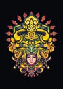 Samurai lady japanesse art tattoo for t-shirt and sticker