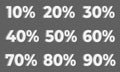 Set of White 3D Discount Numbers with Percentages