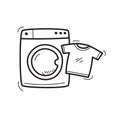 Washing machine icon in doodle style and cute design Royalty Free Stock Photo