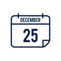 Calendar 25 icon logo vector design illustration, isolated on white background. Royalty Free Stock Photo