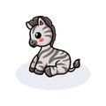 Cute baby zebra cartoon  lying down Royalty Free Stock Photo