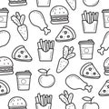 Food doodle seamless pattern with cute design Royalty Free Stock Photo