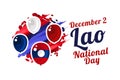 December 2, National Day of Laos vector illustration. Royalty Free Stock Photo
