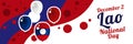December 2, National Day of Laos vector illustration. Royalty Free Stock Photo
