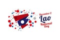 December 2, National Day of Laos vector illustration. Royalty Free Stock Photo