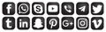 Set of popular social media logos icons Instagram Facebook Twitter YouTube WhatsApp Pinterest LinkedIn element vector. Royalty Free Stock Photo