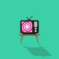 simple flat design of tv spiral hypnotic vintage retro