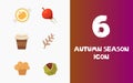 Cute Autumn Season Icon Set Royalty Free Stock Photo
