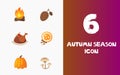 Cute Autumn Season Icon Set 4 Royalty Free Stock Photo