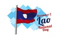 December 2, National Day of Laos vector illustration. Royalty Free Stock Photo