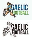 Gaelic Football Text with Sport Player Graphic Vector