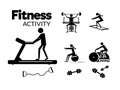 PrintSilhouette fitness activity vector illustration. set of exercise in the gym Royalty Free Stock Photo