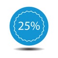 Percent 25% on blue button on white
