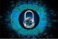 Closed Padlock on digital background, cyber security Safety concept, future technology Royalty Free Stock Photo