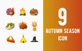 Cute 3D Autumn Season Icon Set 4 Royalty Free Stock Photo