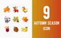 Cute 3D Autumn Season Icon Set 3 Royalty Free Stock Photo