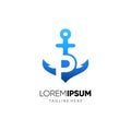 Letter P Anchor Logo Design Vector Icon Graphic Royalty Free Stock Photo