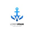 Letter W Anchor Logo Design Vector Icon Graphic Royalty Free Stock Photo