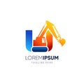 Letter U Initial Excavator Logo Design Vector Icon Graphic Royalty Free Stock Photo