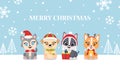 Cute Dogs Celebrates Christmas Together Greeting Card